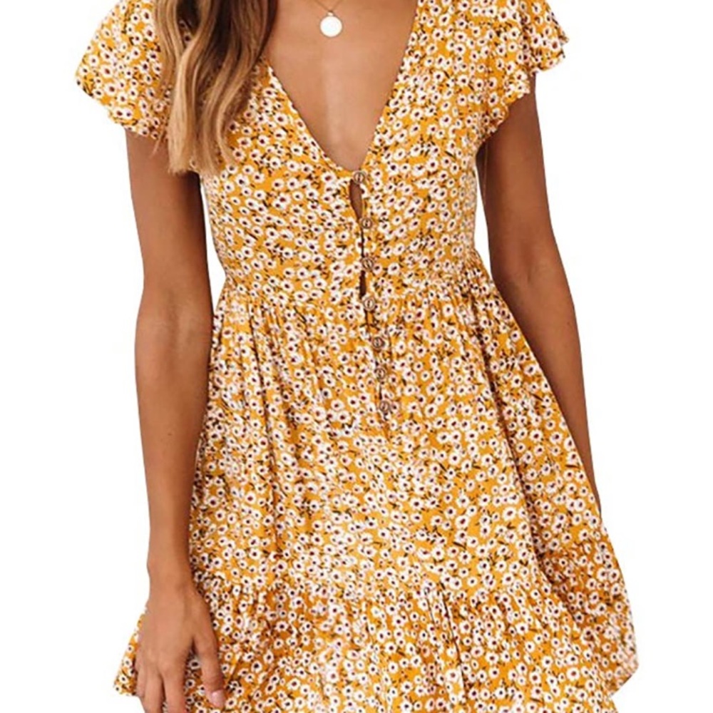 SOLD Floral Yellow Sundress